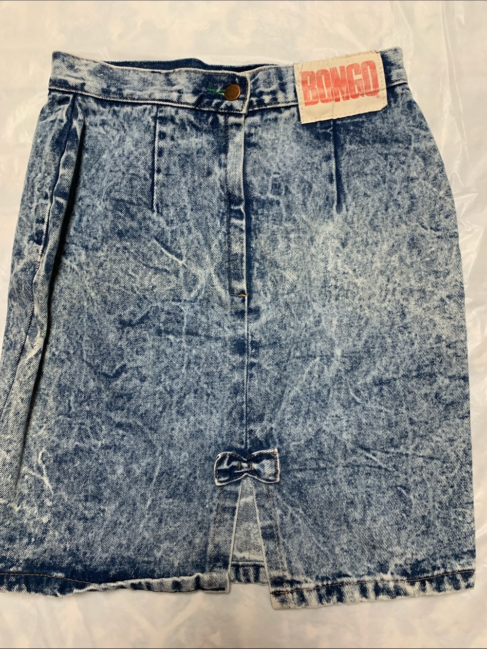 Bongo Vintage 80s Acid Wash Denim Mini Skirt Size 11 Coquette